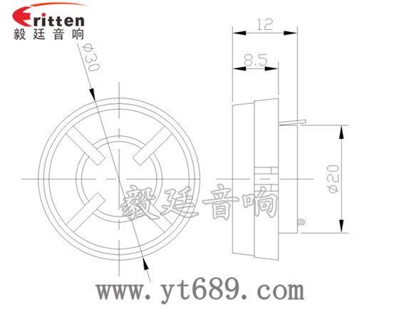 30mm3W藍牙音箱高音喇叭成品圖