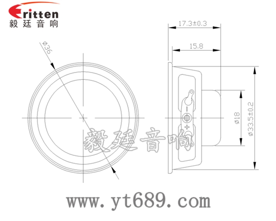 36mm30芯3瓦內磁全頻喇叭成品圖