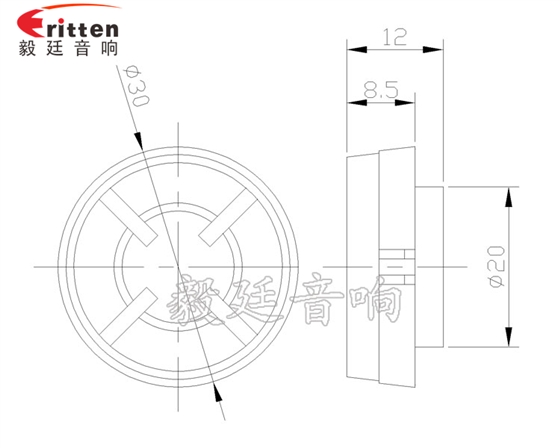 30mm3W多媒體音箱高音喇叭成品圖