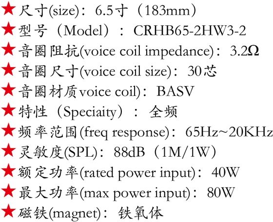 6.5寸30芯40W全頻喇叭