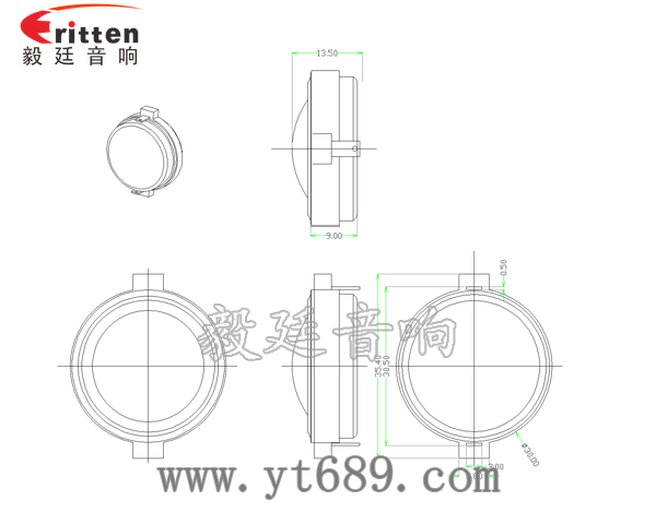 30mm 4Ω15w 高音喇叭成品圖