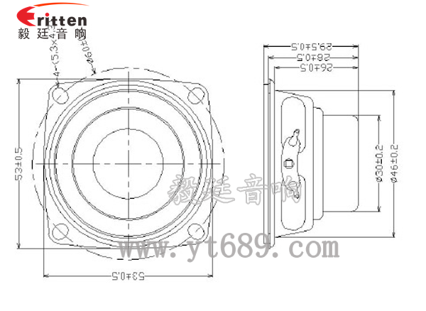 高品質(zhì)52mm8w全頻內(nèi)磁喇叭成品圖