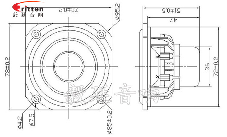 78mm25芯20W藍(lán)牙音箱喇叭成品圖